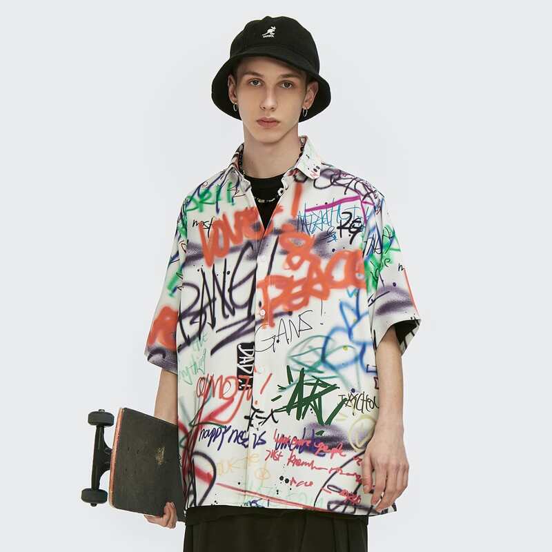 

Guys Graffiti Letter Graphic Shirt, Multicolor