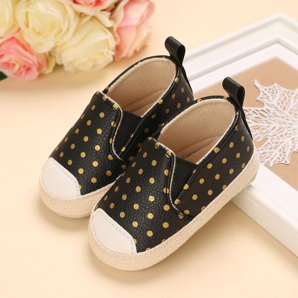 

Baby Girl Polka Dot Flats, Black
