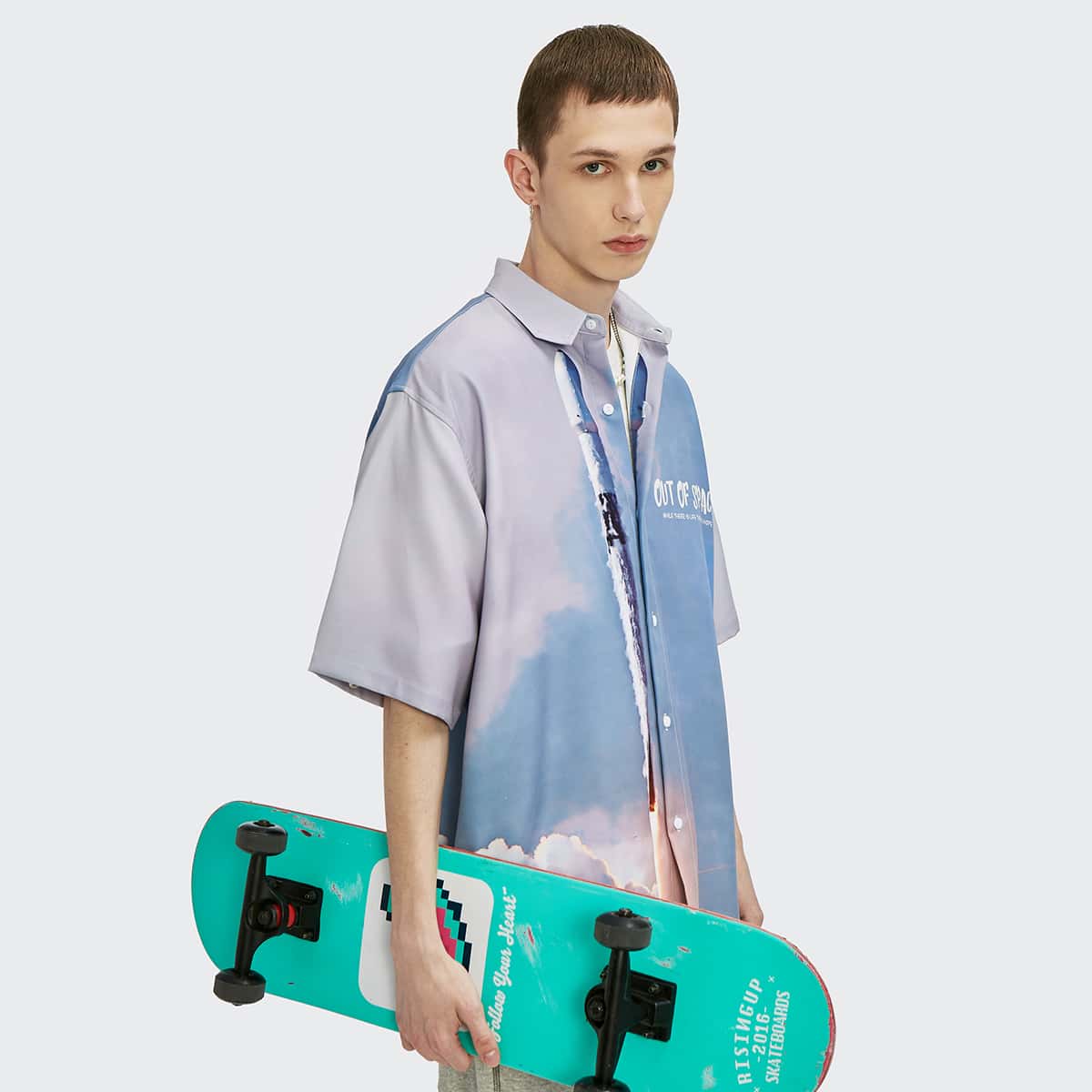 

Guys Rocket & Slogan Graphic Shirt, Multicolor