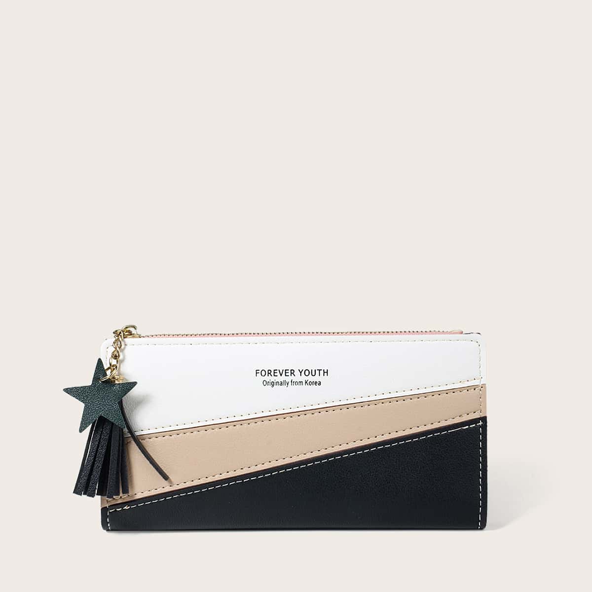 

Colorblock Zip Purse, Black