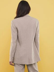 ROPES Letter Graphic Single Breasted Blazer - Khaki - View 2