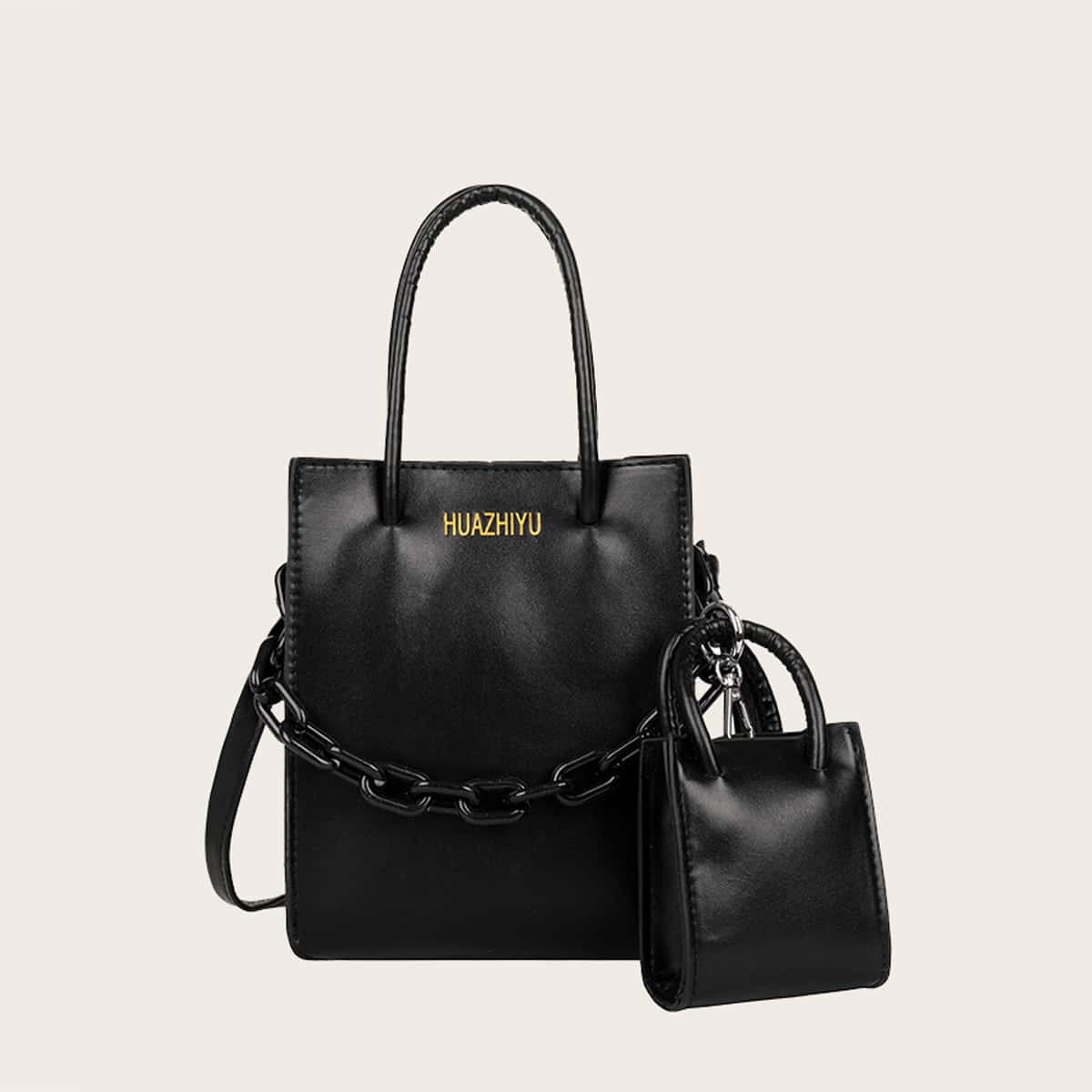 

Chunky Chain Bag With Mini Tote, Black