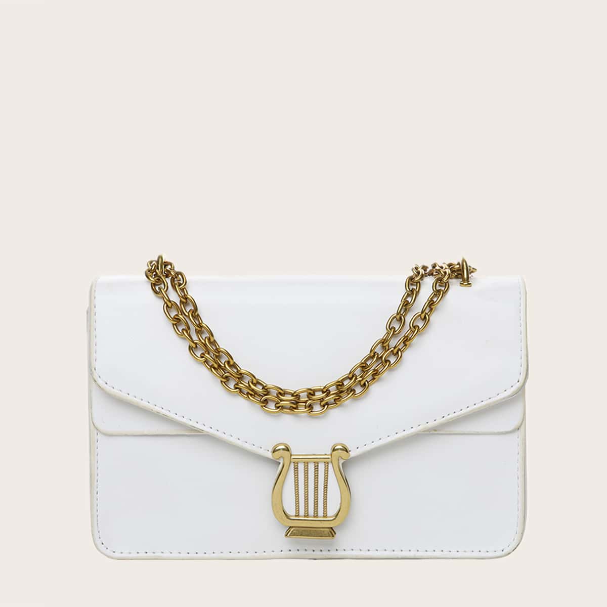 

Solid Chain Shoulder Bag, White