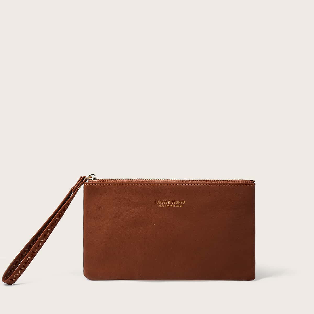 

Simple Zip Purse, Brown