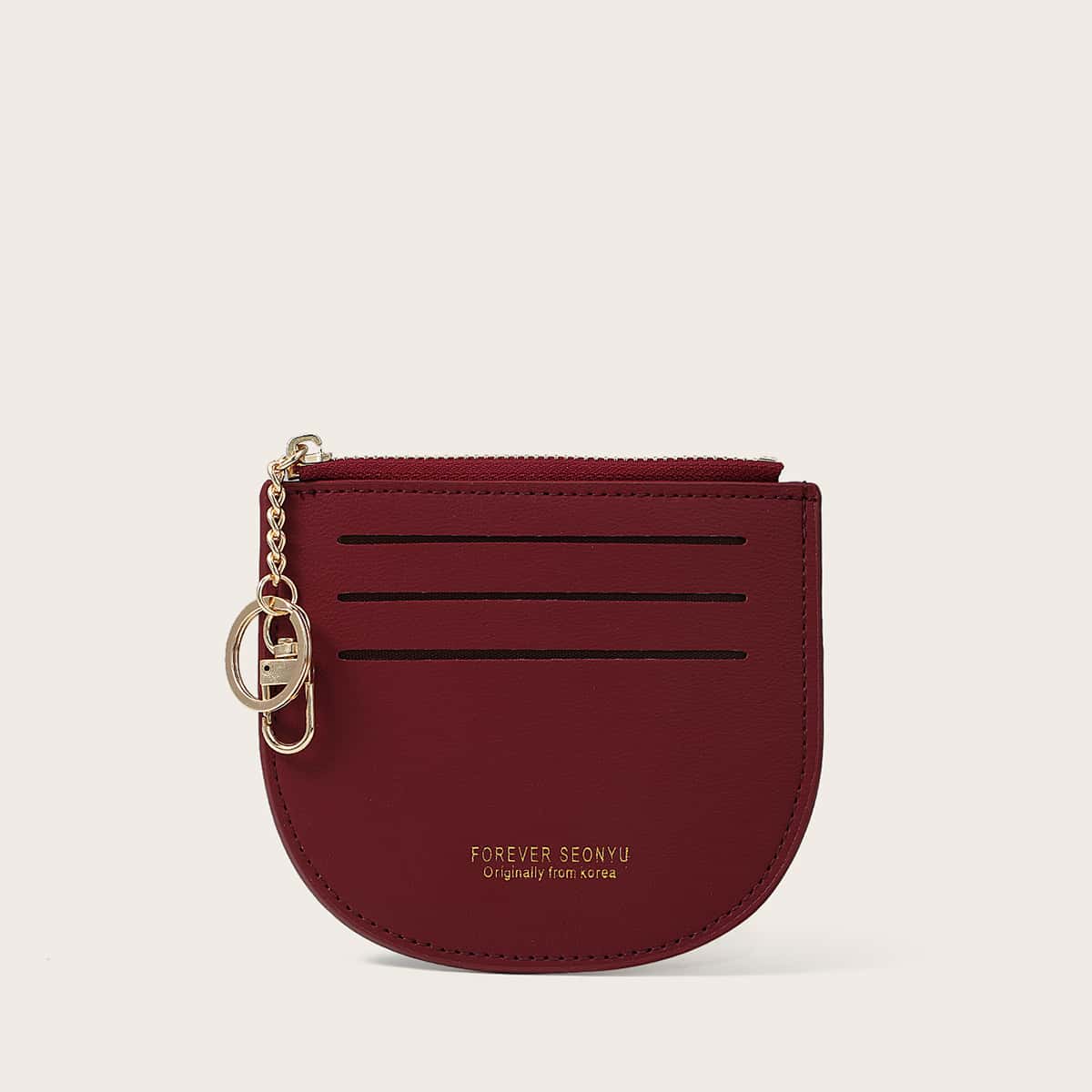 

Solid Zip Card Holder, Burgundy