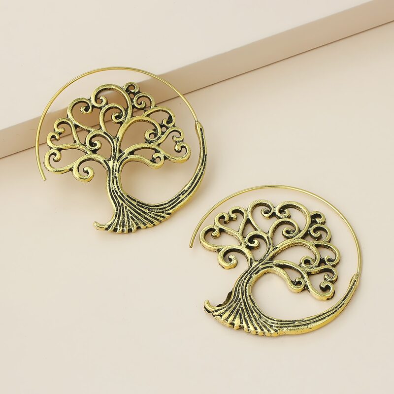 

1pair Tree Design Earrings, Bronze