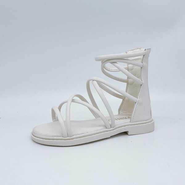 

Girls Cross Strap Zip Back Sandals, White