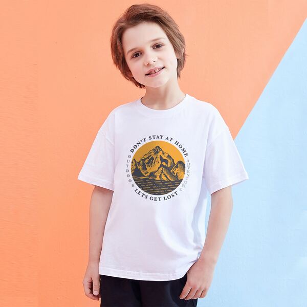 

Boys Drop Shoulder Letter & Graphic Print Tee, White