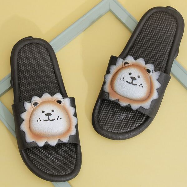 

Men Cartoon Design Shower Slides, Black