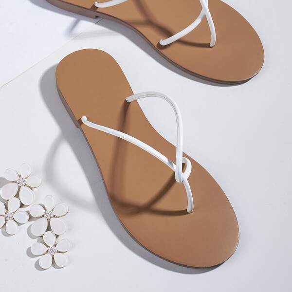 

Minimalist Flat Thong Sandals, White