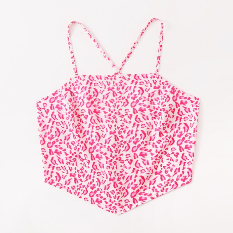 

Leopard Lace Up Cami, Pink