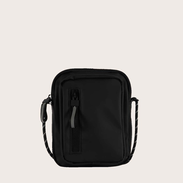 

Men Zip Front Crossbody Bag, Black