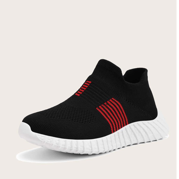 

Girls Striped Knit Running Shoes, Black