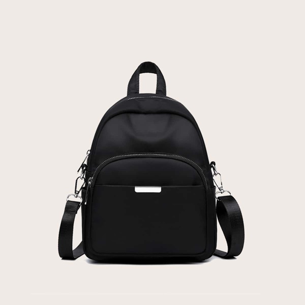 

Curved Top Pocket Front Backpack, Black