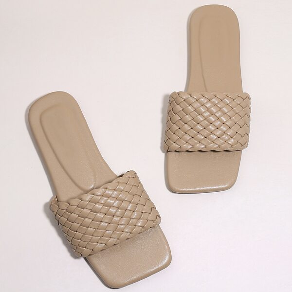 

Braided Slide Sandals, Khaki