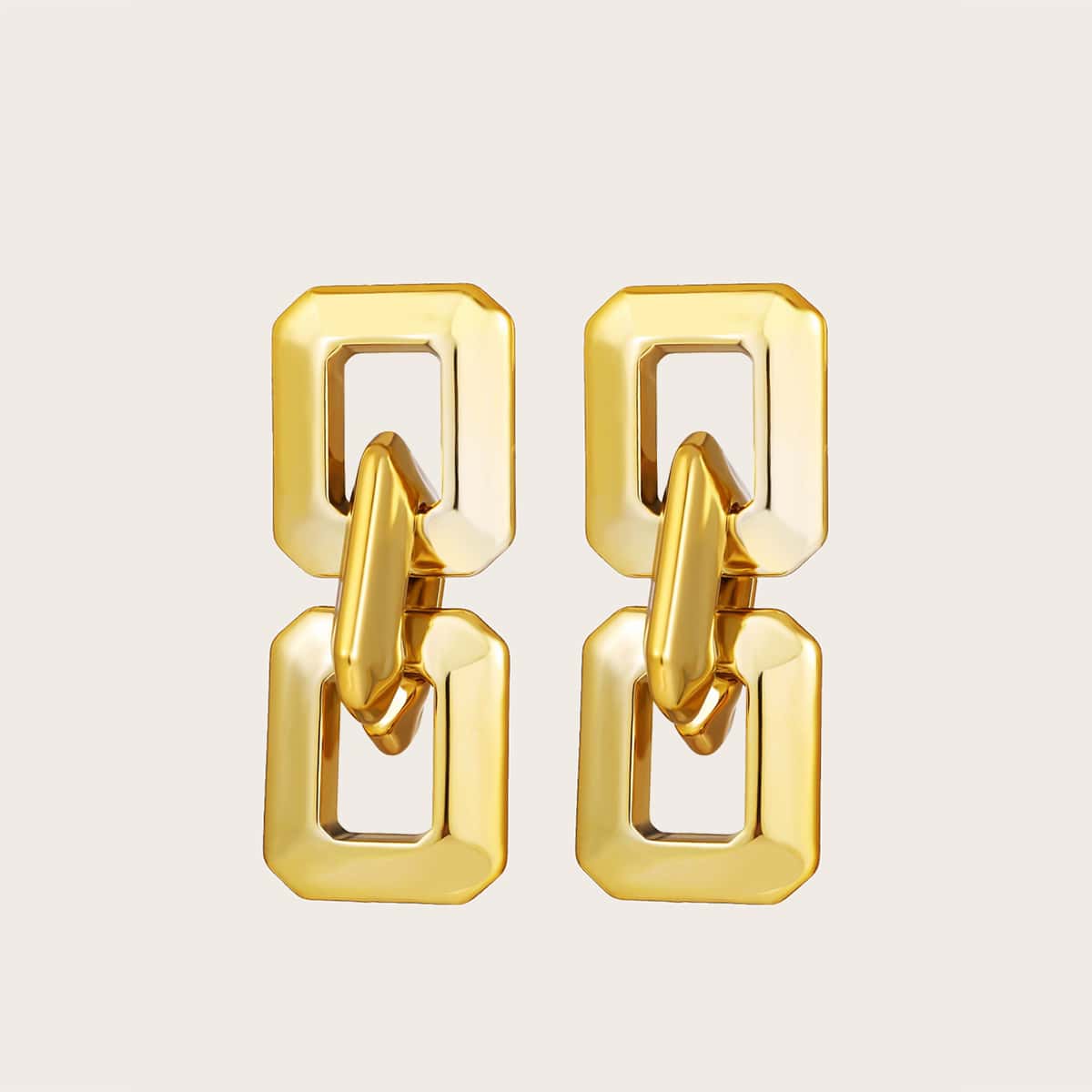 

1pair Geo Design Drop Earrings, Gold