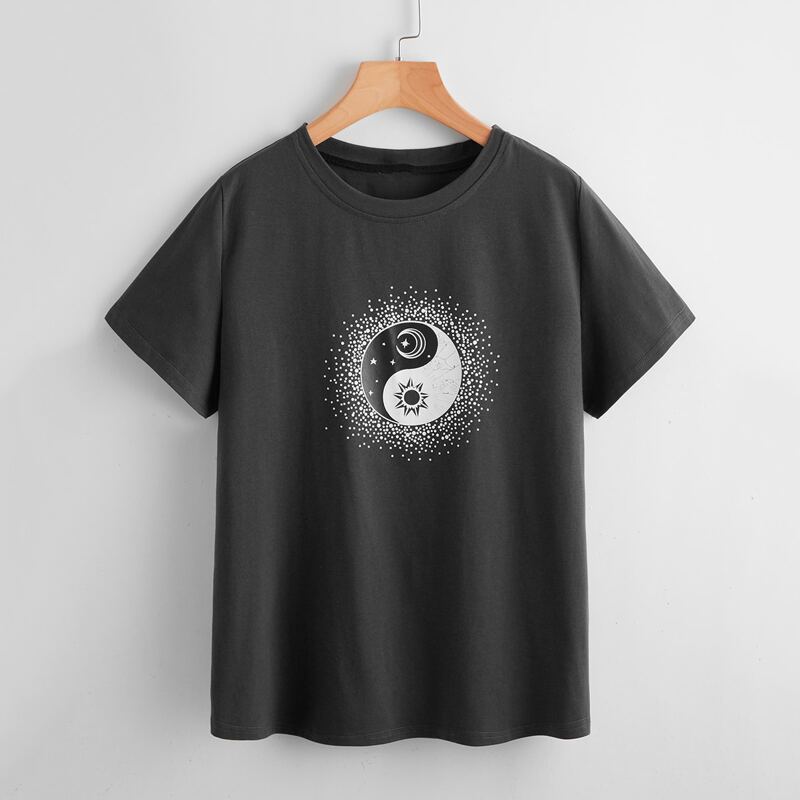

Yin And Yang Sun & Moon Graphic Tee, Dark grey