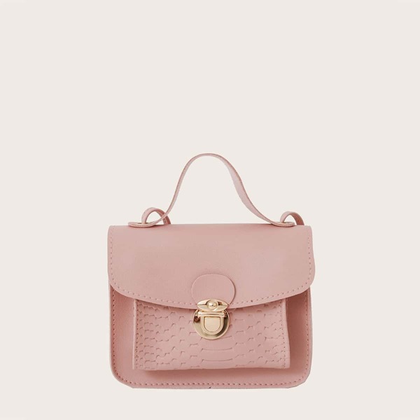 

Girls Push Lock Flap Satchel Bag, Pink
