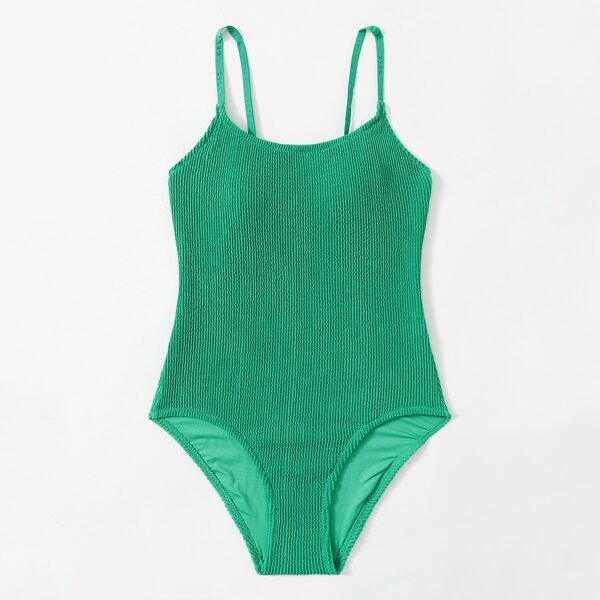 

Textured One Piece Swimsuit, Green