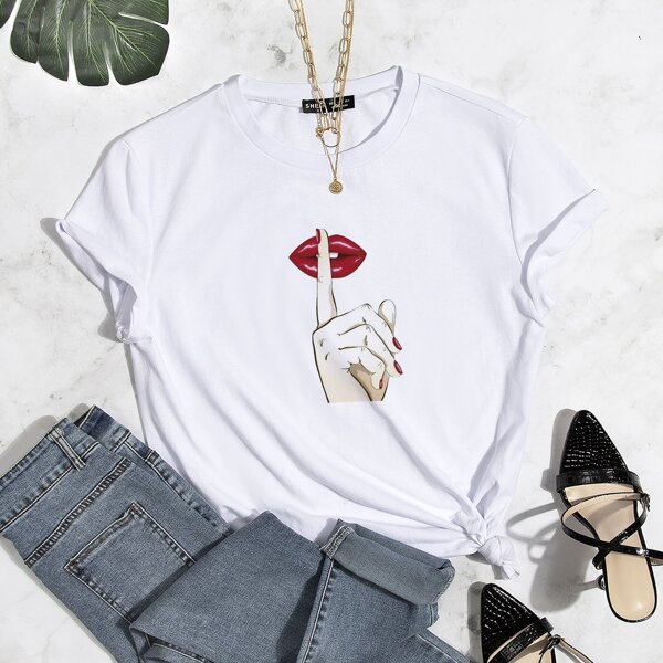 

Figure Graphic Round Neck Tee, White