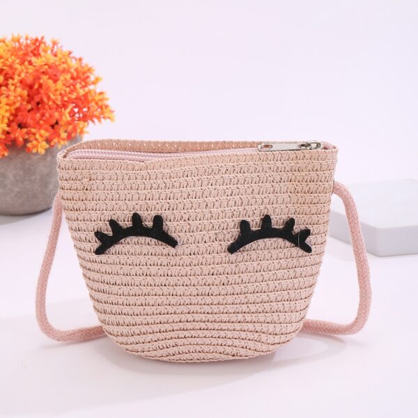 

Girls Cartoon Design Straw Bag, Pink