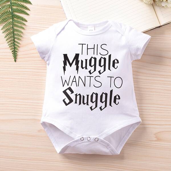 

Baby Unisex Slogan Graphic Tee Bodysuit, White