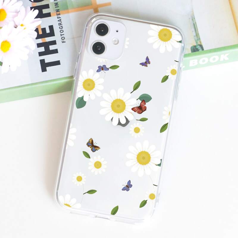 

Daisy Pattern Clear Phone Case, Multicolor