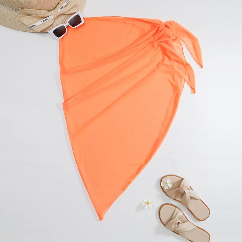 

Mesh Knot Cover Up Skirt, Orange