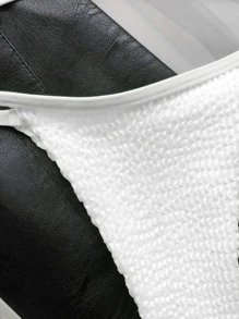 Conjunto de bikini de tanga triangular de microtextura, para vacaciones de verano en la playa - Blanco - Ver 5