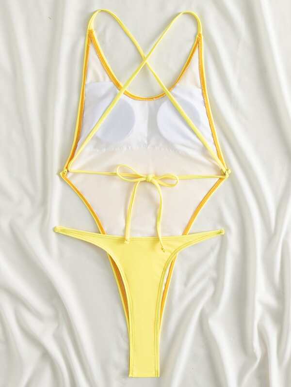 Tie Front One Piece Swimsuit SHEIN USA