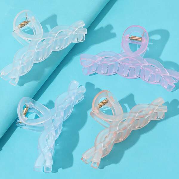 

4pcs Plain Hair Claw, Multicolor