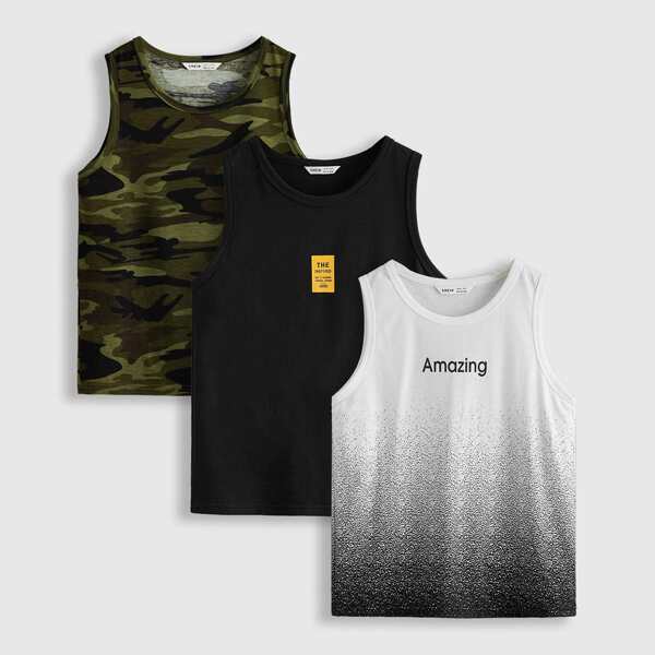 

Boys 3 Pack Camo Ombre Tank Top, Multicolor