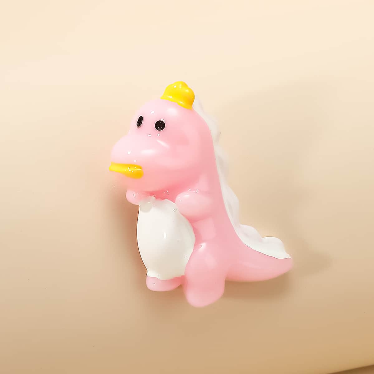 

Cartoon Dinosaur Bag Charm, Baby pink