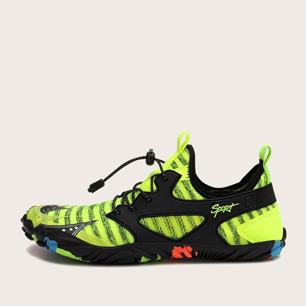 

Men Drawstring Decor Water Shoes, Green