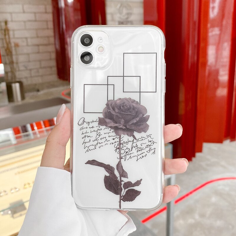 

Rose Print Clear iPhone Case, Multicolor