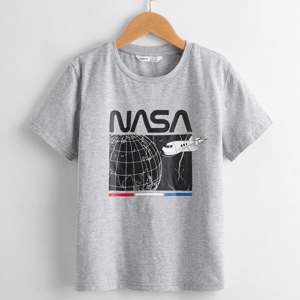 

Boys Aircraft & Letter Graphic Tee, Light grey