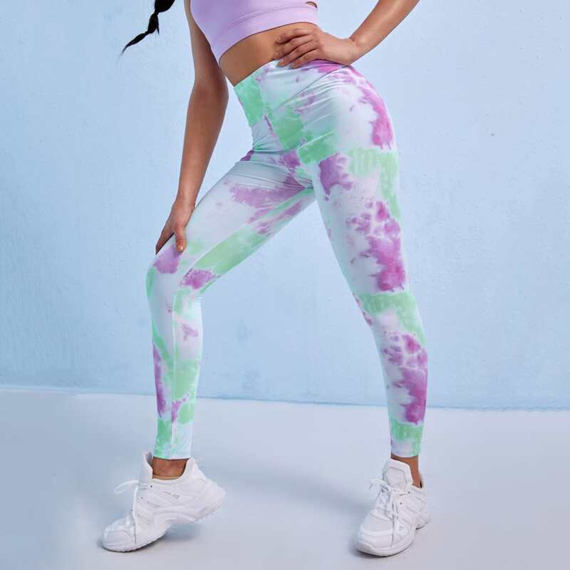 

Tie Dye Print Sports Leggings, Multicolor
