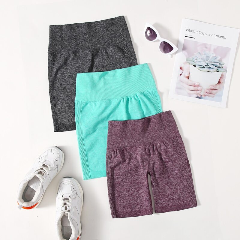

3pcs Heather Gray Biker Shorts, Multicolor