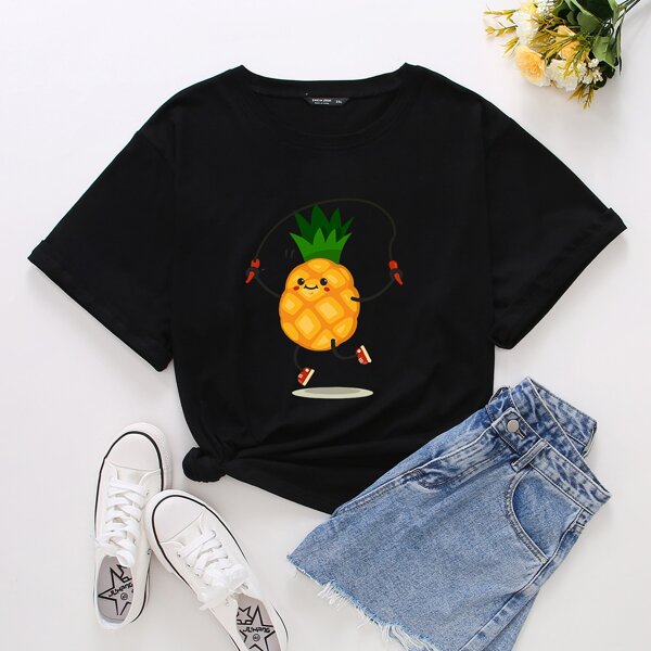 

Plus Pineapple Print Tee, Black