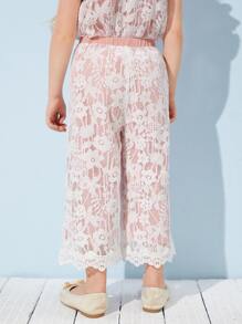 SHEIN Toddler Girls Lace Overlay Pants - Multicolor - View 2