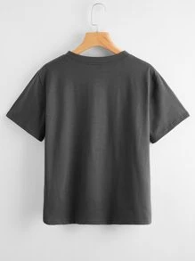 Camiseta con estampado floral con sol - Gris Oscuro - Ver 2