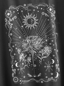 Camiseta con estampado floral con sol - Gris Oscuro - Ver 3