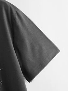 Camiseta con estampado floral con sol - Gris Oscuro - Ver 4