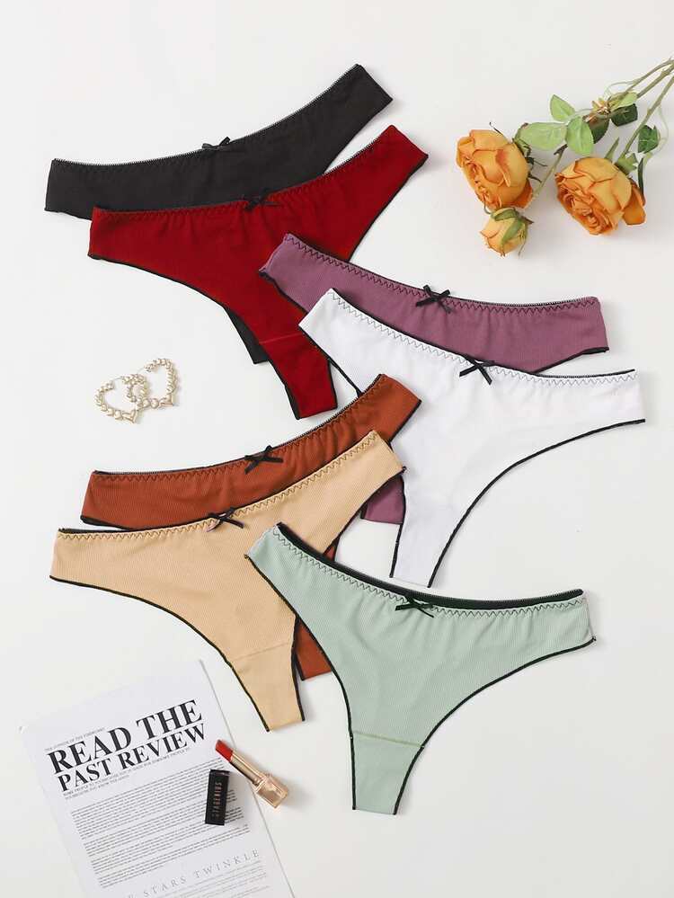 Conjunto De 7 Bragas Acanaladas Para Tallas Grandes - Multicolor - Añade 1