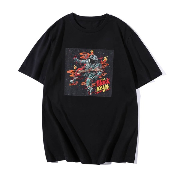 

Men Spaceman And Slogan Graphic Tee, Black