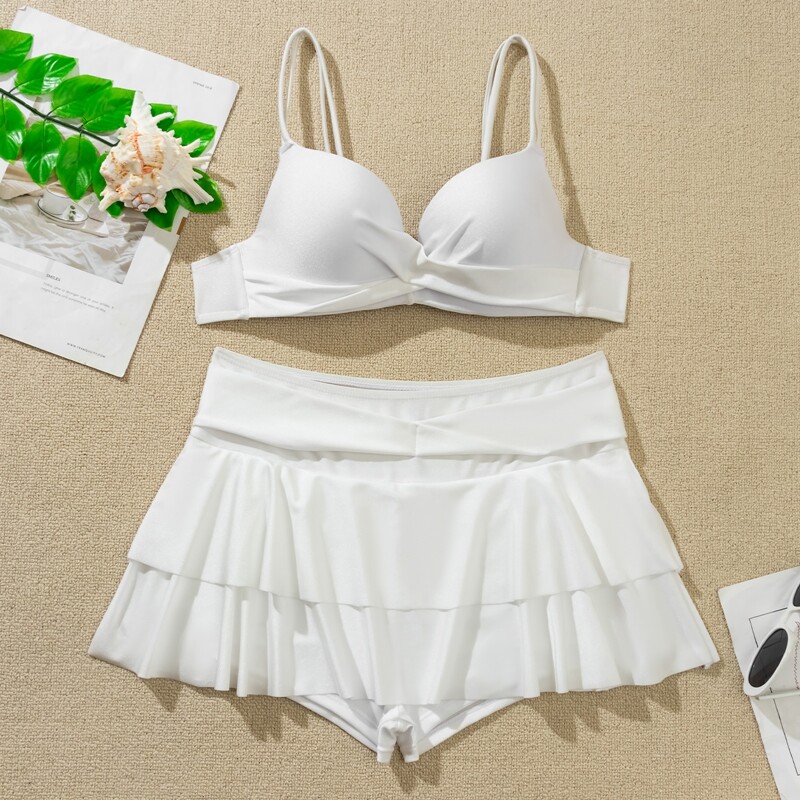 

Underwire Skort Bikini Swimsuit, White
