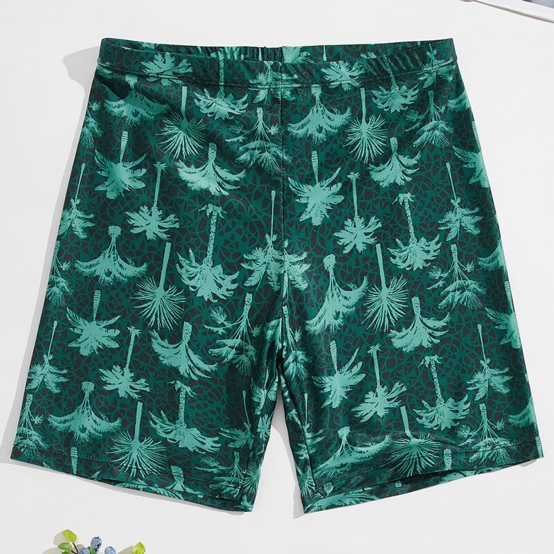 

Guys Tropical Print Swim Trunks, Green