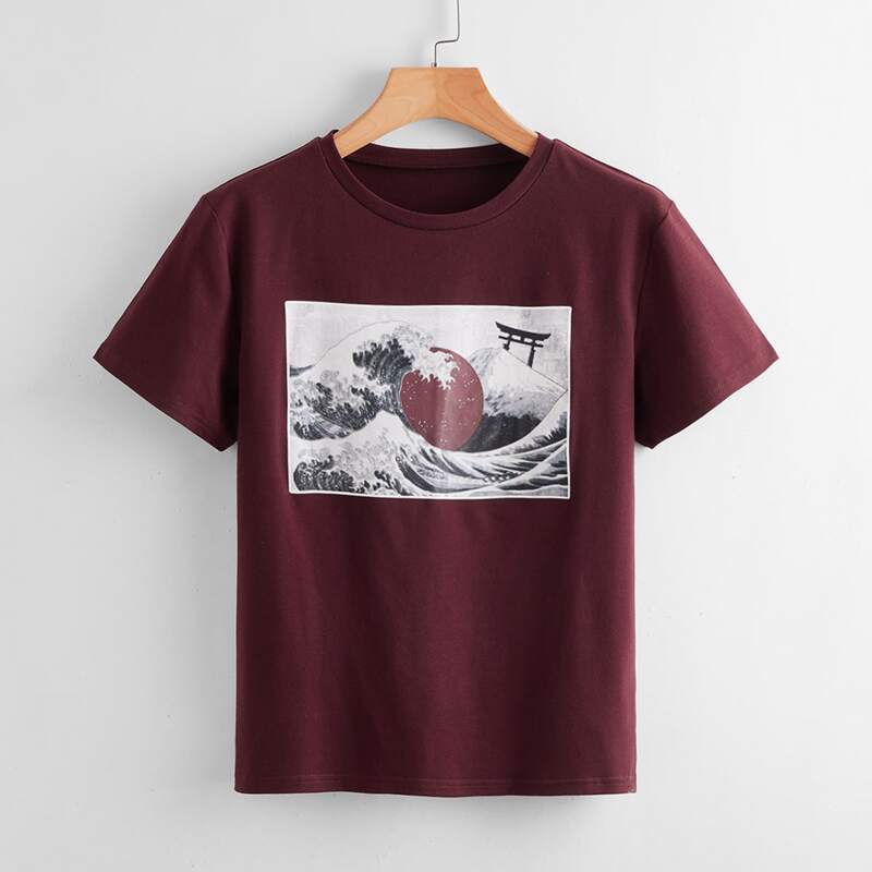 

Wave Graphic Tee, Maroon