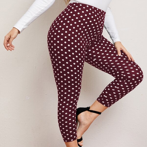 

Plus Polka Dot Leggings, Burgundy