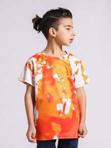 Boys Graffiti Print Short Sleeve Tee - Orange - View 1